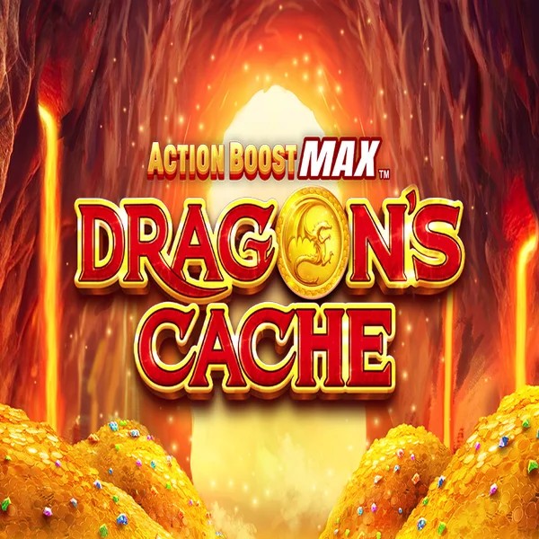 Official Slots logo: Action Boost Max Dragon's Cache by SpinPlay Games at Rollflame Casino
