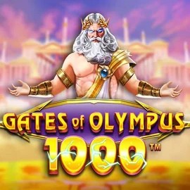 Gates of Olympus 1000 online game logo by Pragmatic Play on rollflames.com